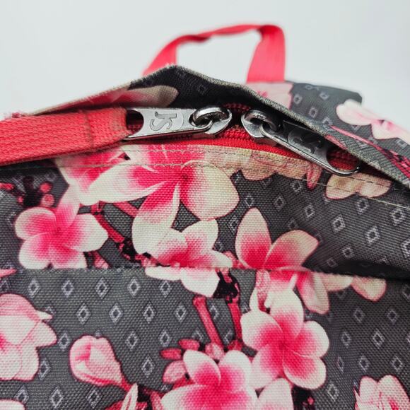 Jansport 25 Ltrs Diamond Plumeria Floral Pink and Gray School Backpack - Picture 12 of 16